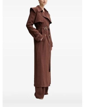 Versace Jeans Couture Buckle-Detailed Belted Coat - Brown