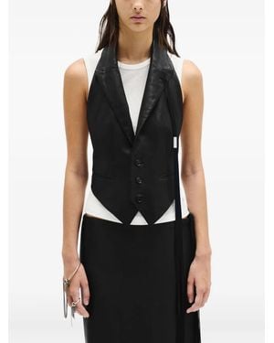 Ann Demeulemeester Zipora Leather Waistcoat - Black