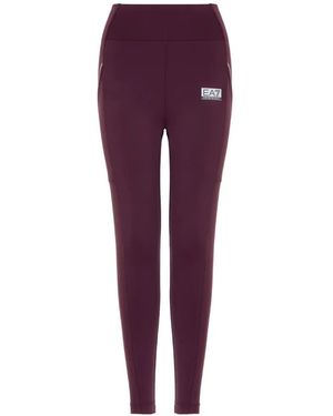EA7 Logo-Print Leggings - Purple