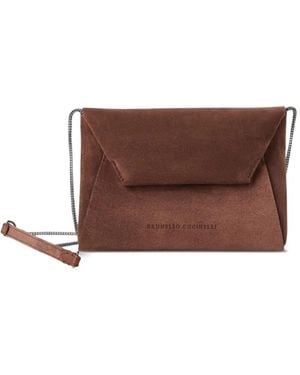 Brunello Cucinelli BC Duo Schultertasche aus Wildleder - Braun