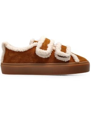 Inuikii Shearling-Trim Touch-Strap Low Trainers - Brown