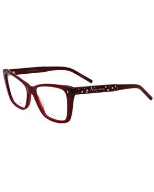 Carolina Herrera Crystal-Embellished Rectangle-Frame Glasses - Red