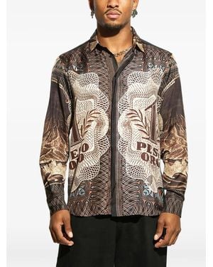 Garcia Pesos Oversized Print Shirt - Brown