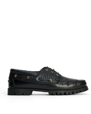 VINNY'S Aztec Segelschuhe Mit Kroko-Effekt - Schwarz