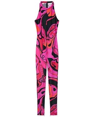 PUCCI Orchidee-Print Long Jumpsuit - Pink