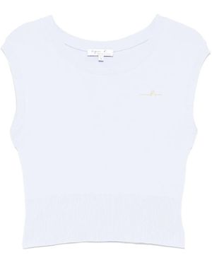 agnès b. Logo-Embroidered Vest - White