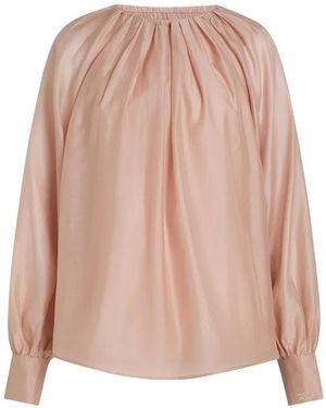 KARL LAGERFELD Gathered-Neck Long-Sleeve Blouse - Pink
