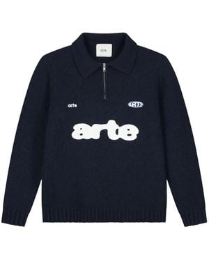 Arte' ハーフジップ ポロシャツ - ブルー