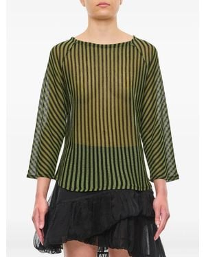 VITELLI Striped-Pattern Three-Quarter Top - Green
