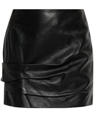 Isabel Marant Agnes Draped Leather Mini Skirt - Black