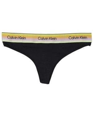 Calvin Klein Logo-Band Thongs - Natural