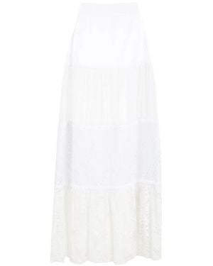 Amir Slama Broderie-Anglaise Full Skirt - White