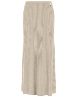 Herno Ribbed-Knit Skirt - Natural