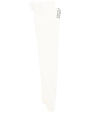 David Koma Floral-Appliqué Stockings - White