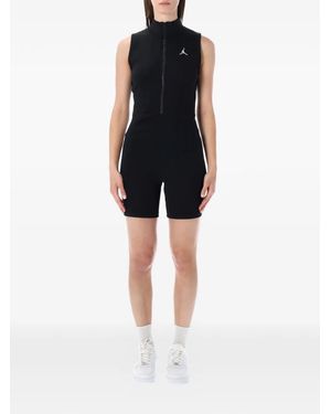 Nike Brooklyn Logo-Print Zip-Up Jumpsuit - Black