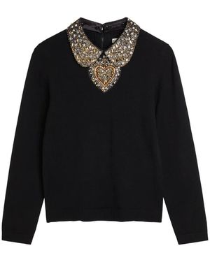 Alice + Olivia Jersey Porla Con Apliques - Negro