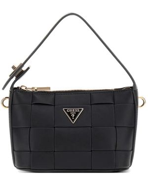 Guess Woven Top-Handle Satchel - Black