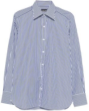 Tom Ford Striped-Pattern Button-Fastening Shirt - Blue
