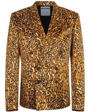 Moschino Leopard-Print Double-Breasted Blazer - Metallic