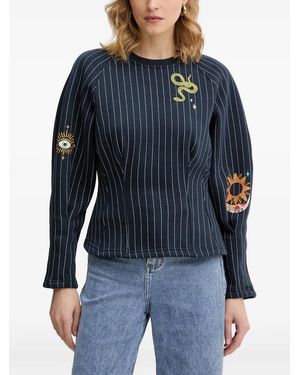 Never Fully Dressed Gestreiftes Barrel Sweatshirt - Blau