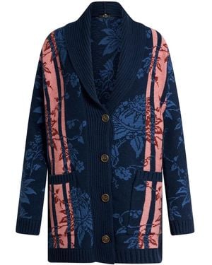 Etro ベルテッド カーディガン - ブルー
