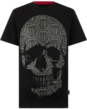 Philipp Plein Skull-Monogram T-Shirt - Black