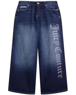 Juicy Couture Wide-Leg-Jeans Mit Diamanten - Blau