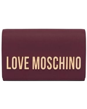 Love Moschino Logo-Lettering Clutch Bag - Purple