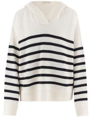 Allude Striped hooded sweater - Weiß