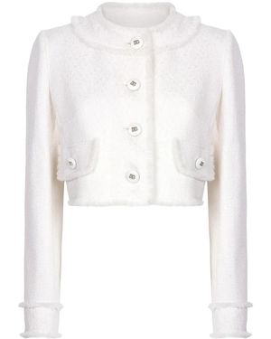 Dolce & Gabbana Wool Tweed Cropped Jacket - White