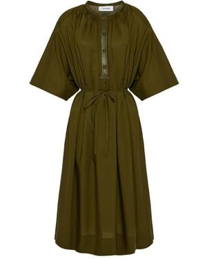 Yves Salomon Minikleid Mit Lederbesatz - Grün