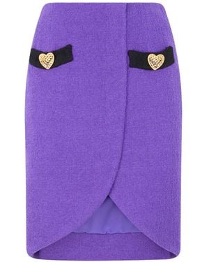 Moschino Heart-Embellished Wrap-Effect Mini Skirt - Purple