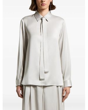 Peserico Point-Collar Satin Shirt - Grey