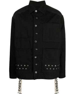 Khrisjoy Eyelet-Embellished Military Jacket - Black