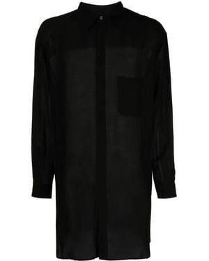 Yohji Yamamoto Sheer-Finish Long Shirt - Black