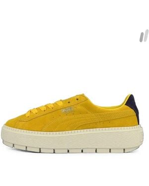 PUMA Trace Bold Suede Platform Trainers - Yellow