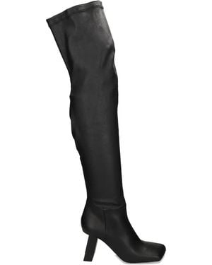Vic Matié Square-Toe Over-The-Knee Boots - Black