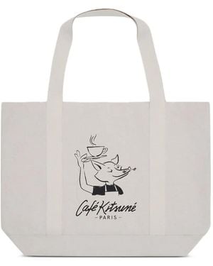 Café Kitsuné Barista Fox Print Tote Bag - White