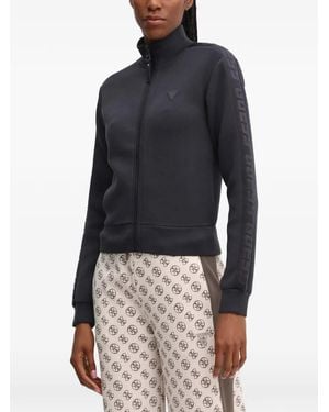 Guess Logo-Tape Zip-Up Sweatshirt - Blue