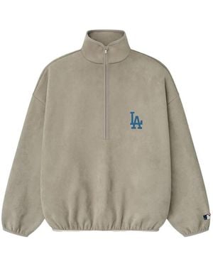 Fear Of God Dodgers Logo-Embroidered Half-Zip Sweatshirt - Natural