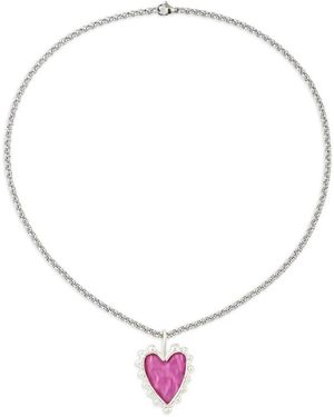 Poison Drop Lab Heart Pendant Necklace - Metallic