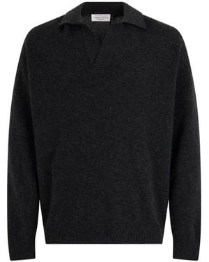 Roberto Collina Feinstrick-Pullover Mit Poloshirtkragen - Schwarz