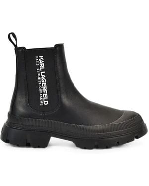 KARL LAGERFELD Logo-Print Ankle Boots - Black