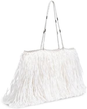 Bimba Y Lola Large Fringed Woven Shoulder Bag - White