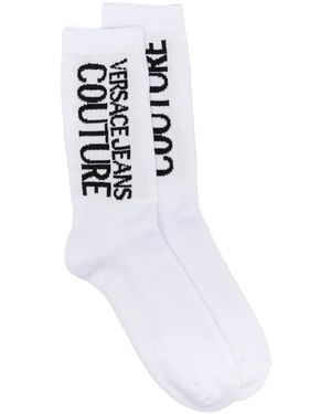 Versace Jeans Couture Logo-Print Cotton Socks - White