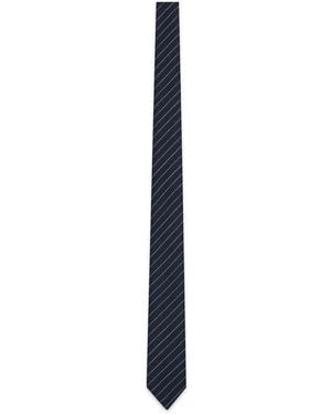 Thom Browne Pinstripe High-Twist Wool Short Tie - Blue