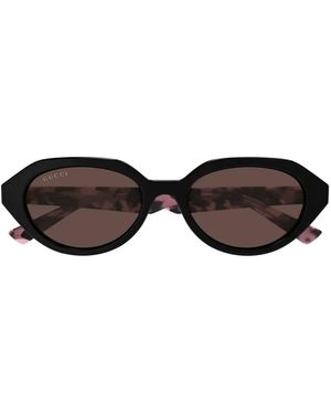 Gucci Geometric-Frame Tortoiseshell-Effect Sunglasses - Black