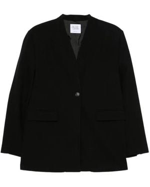LE SULLY STUDIO Abrigo Sin Cuello Con Botones - Negro