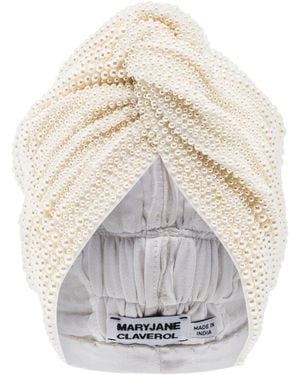 MaryJane Claverol Faux-pearl Beaded Head-wrap Cap - White