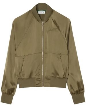 Lacoste Logo-embroidered Satin Bomber Jacket - Green